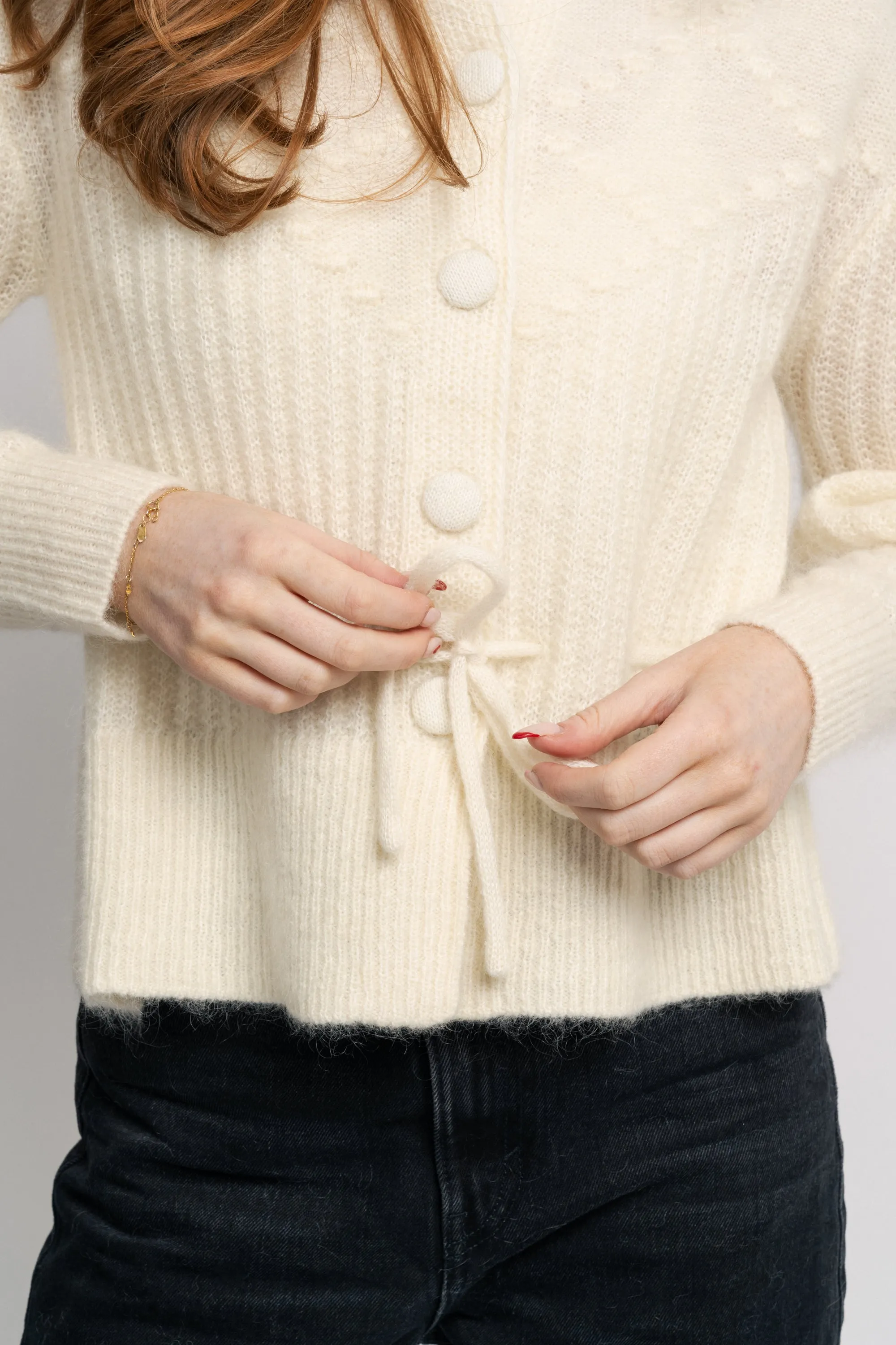 Elma Mohair Cardigan - White