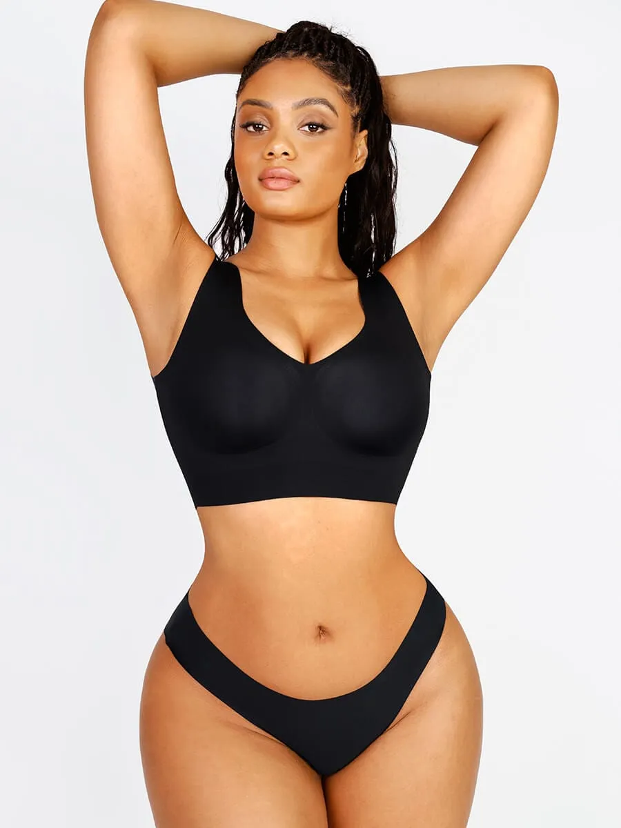 Fitted V-Neck Seamless Bra Tank Top