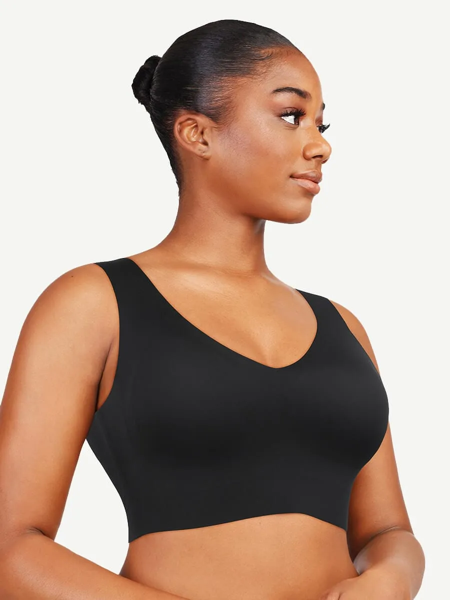 Fitted V-Neck Seamless Bra Tank Top