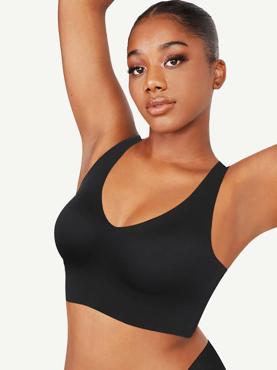 Fitted V-Neck Seamless Bra Tank Top