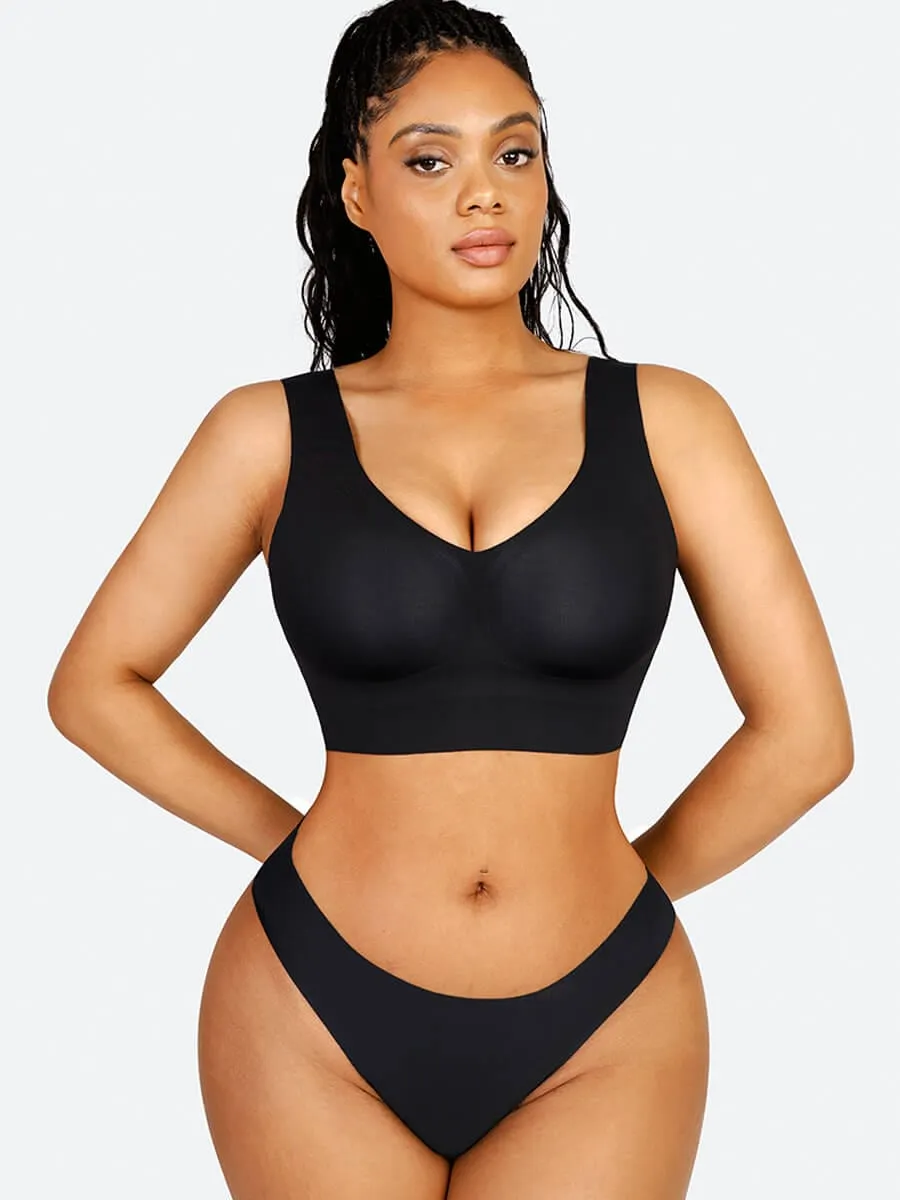 Fitted V-Neck Seamless Bra Tank Top