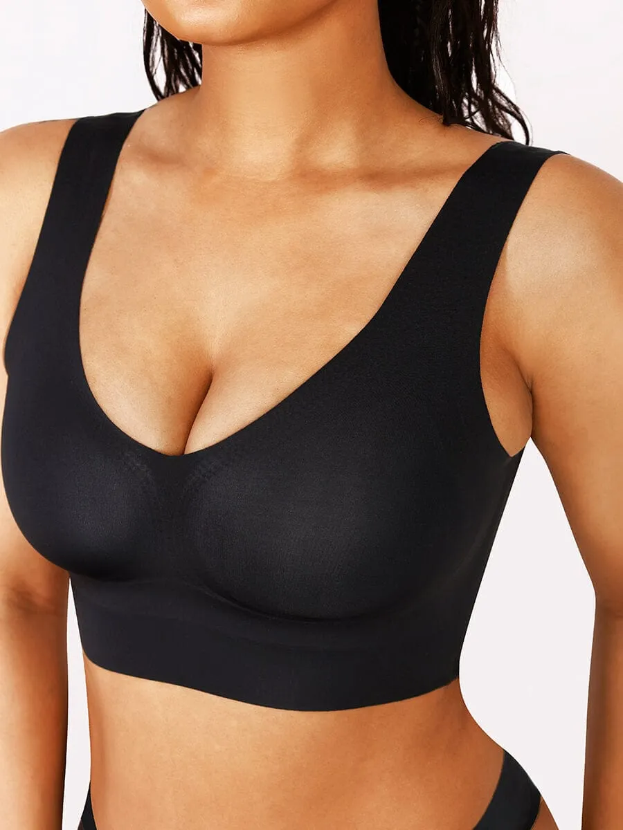 Fitted V-Neck Seamless Bra Tank Top