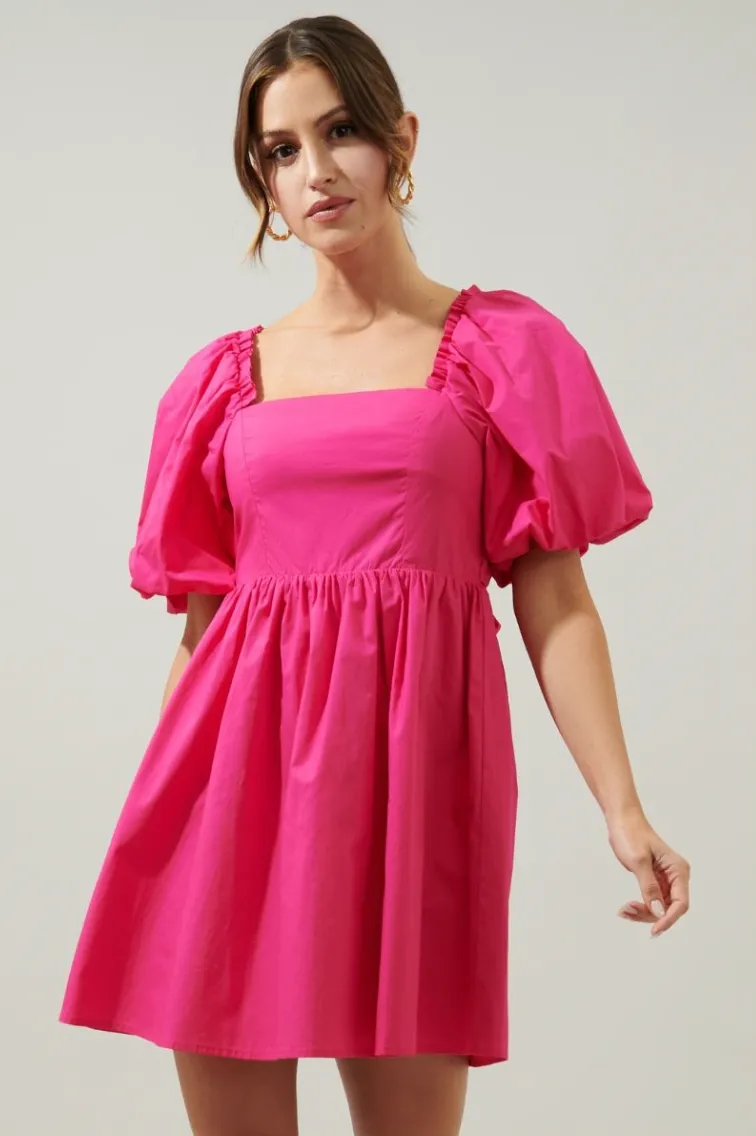 Floral Puff Slv Babydoll Dress
