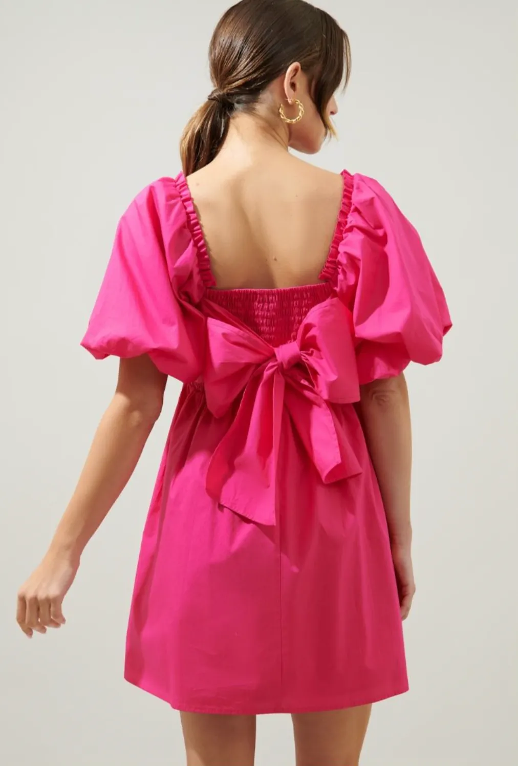 Floral Puff Slv Babydoll Dress