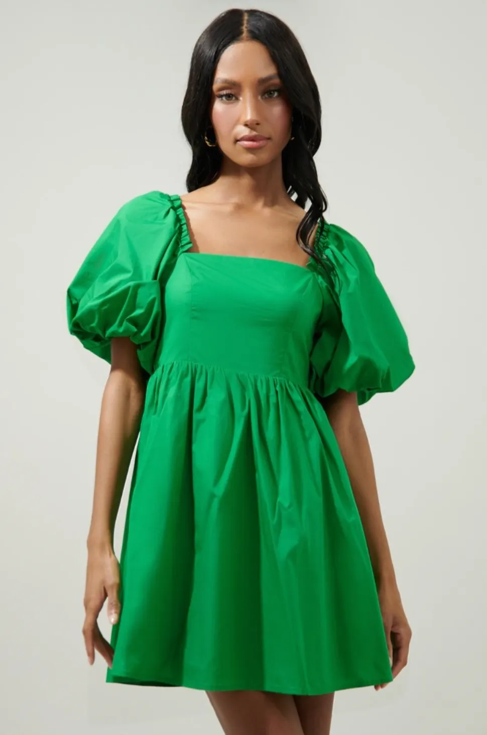Floral Puff Slv Babydoll Dress