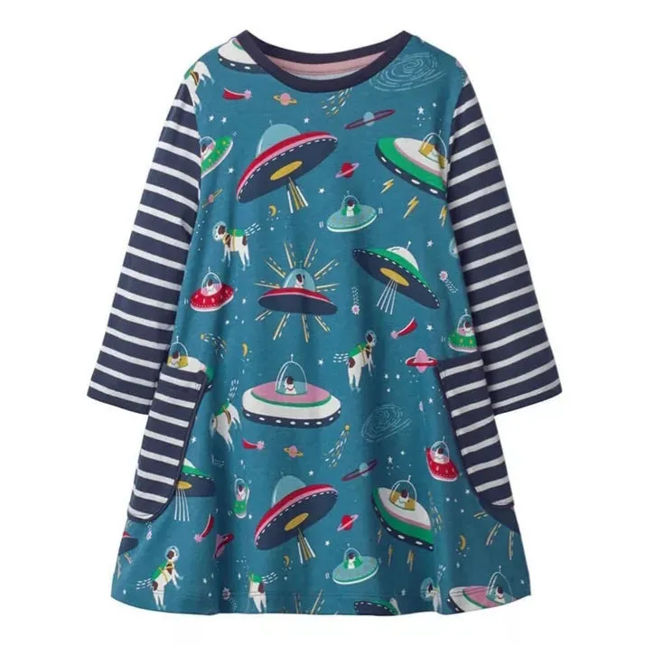 Flying Saucers Dress, Size 18M-6Yrs