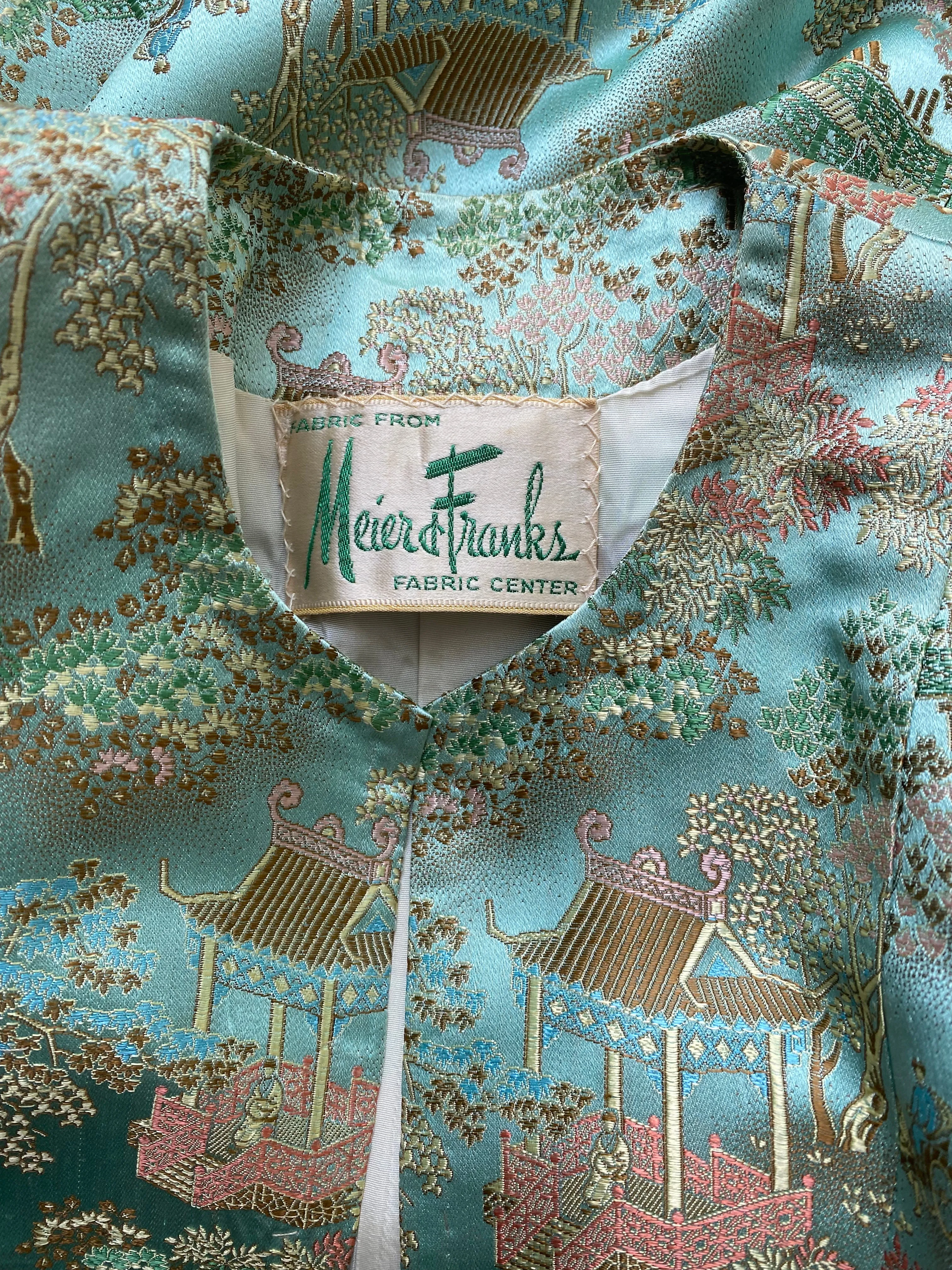 Glamourous 1940's Aqua Silk Chinese Jacket / ML