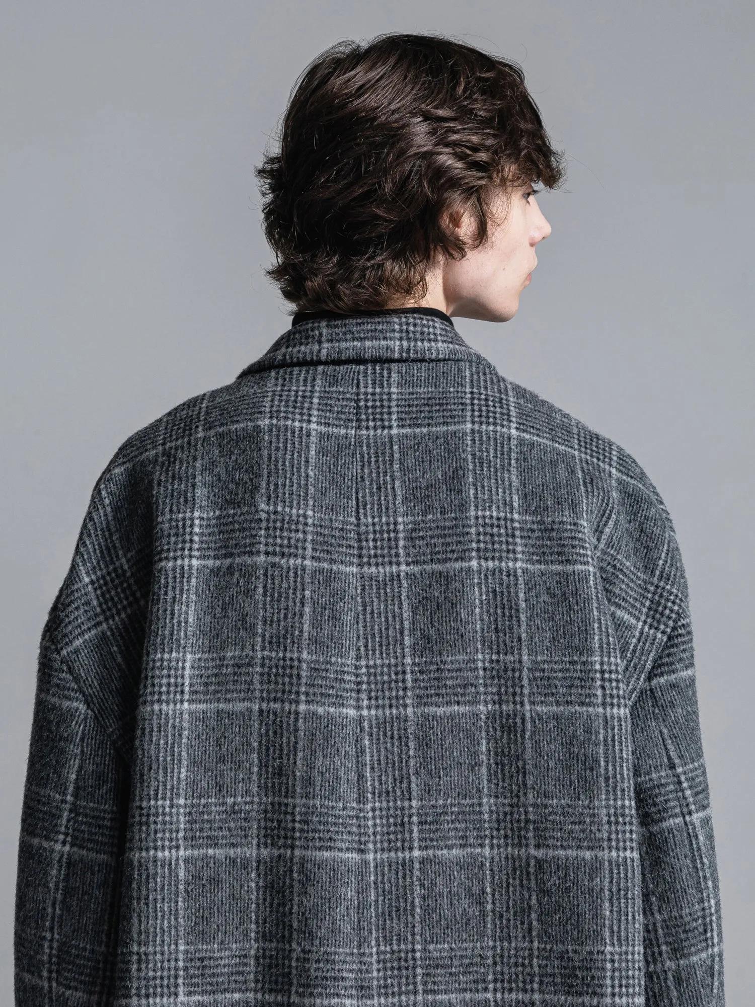 GLEN CHECK WOOL OVERSIZED COCOON CHESTERFIELD COAT [2024A/W]