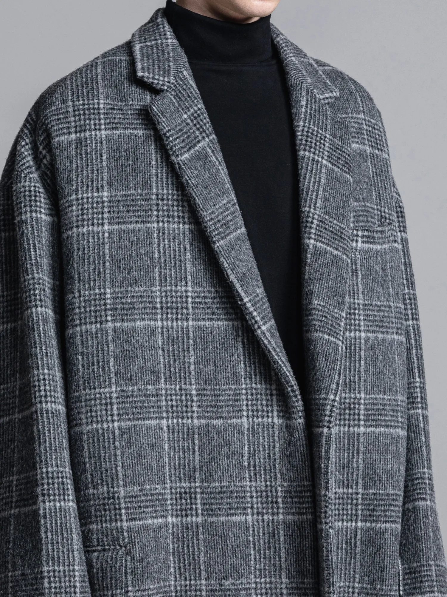 GLEN CHECK WOOL OVERSIZED COCOON CHESTERFIELD COAT [2024A/W]