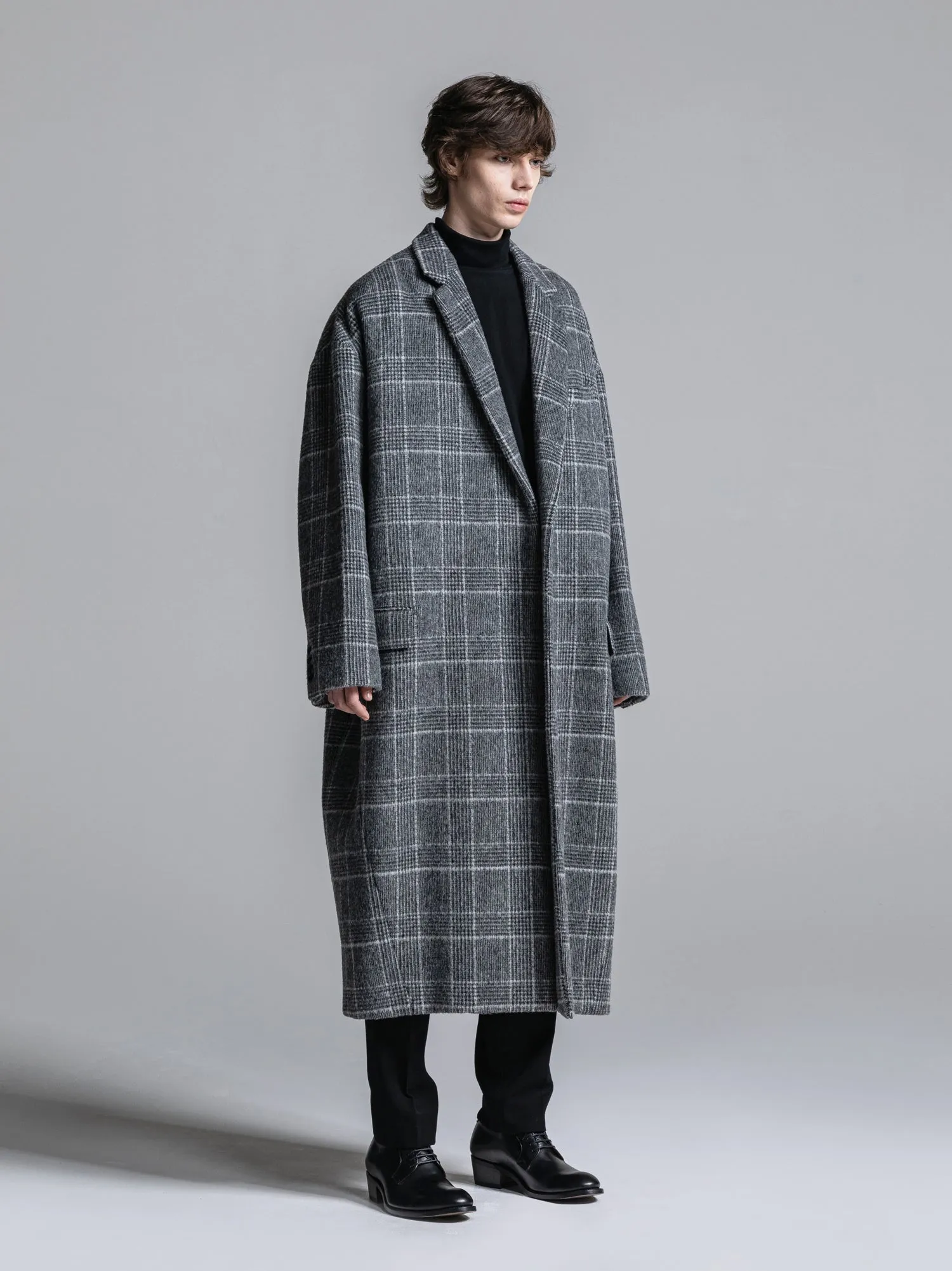 GLEN CHECK WOOL OVERSIZED COCOON CHESTERFIELD COAT [2024A/W]