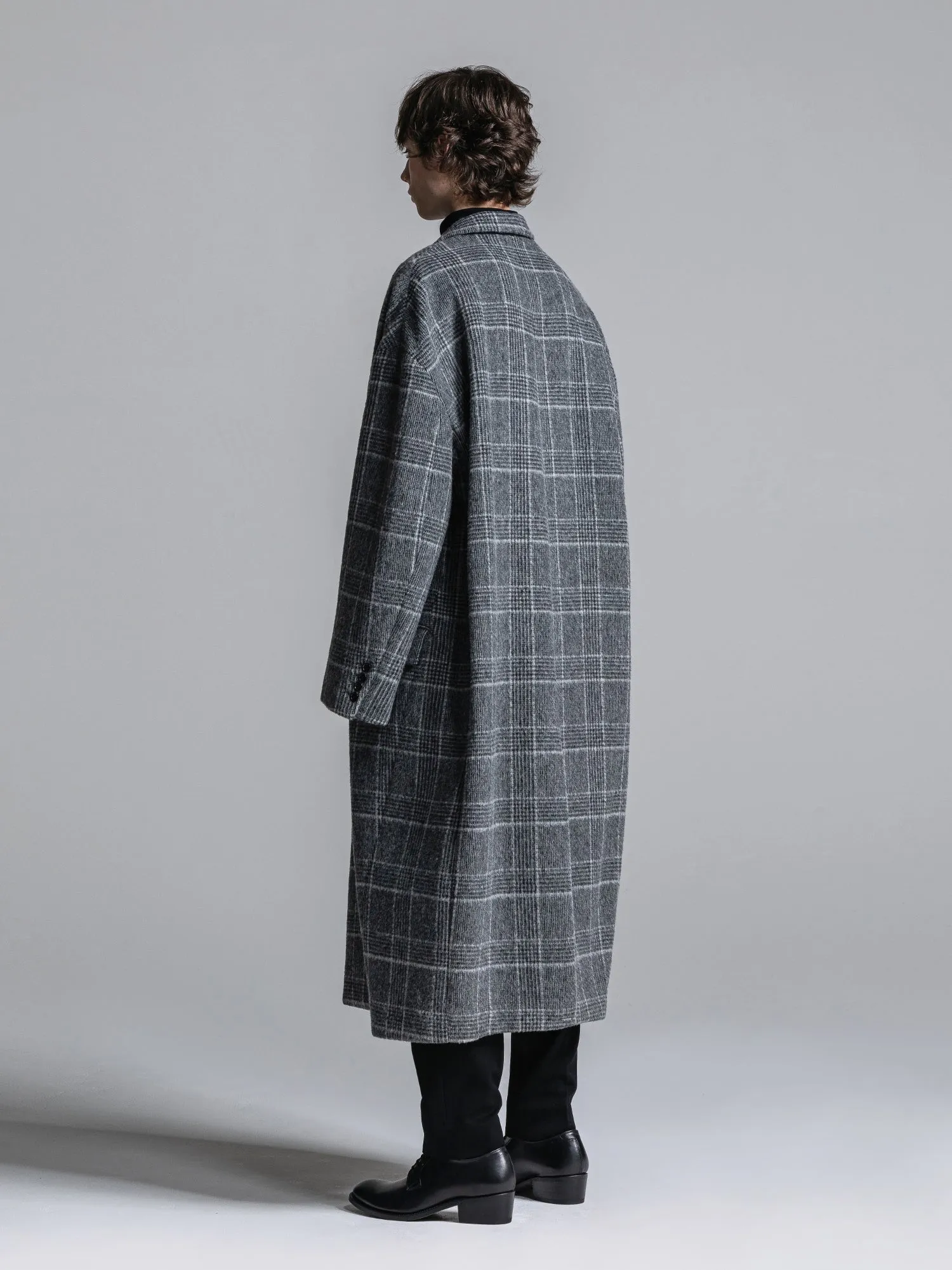 GLEN CHECK WOOL OVERSIZED COCOON CHESTERFIELD COAT [2024A/W]