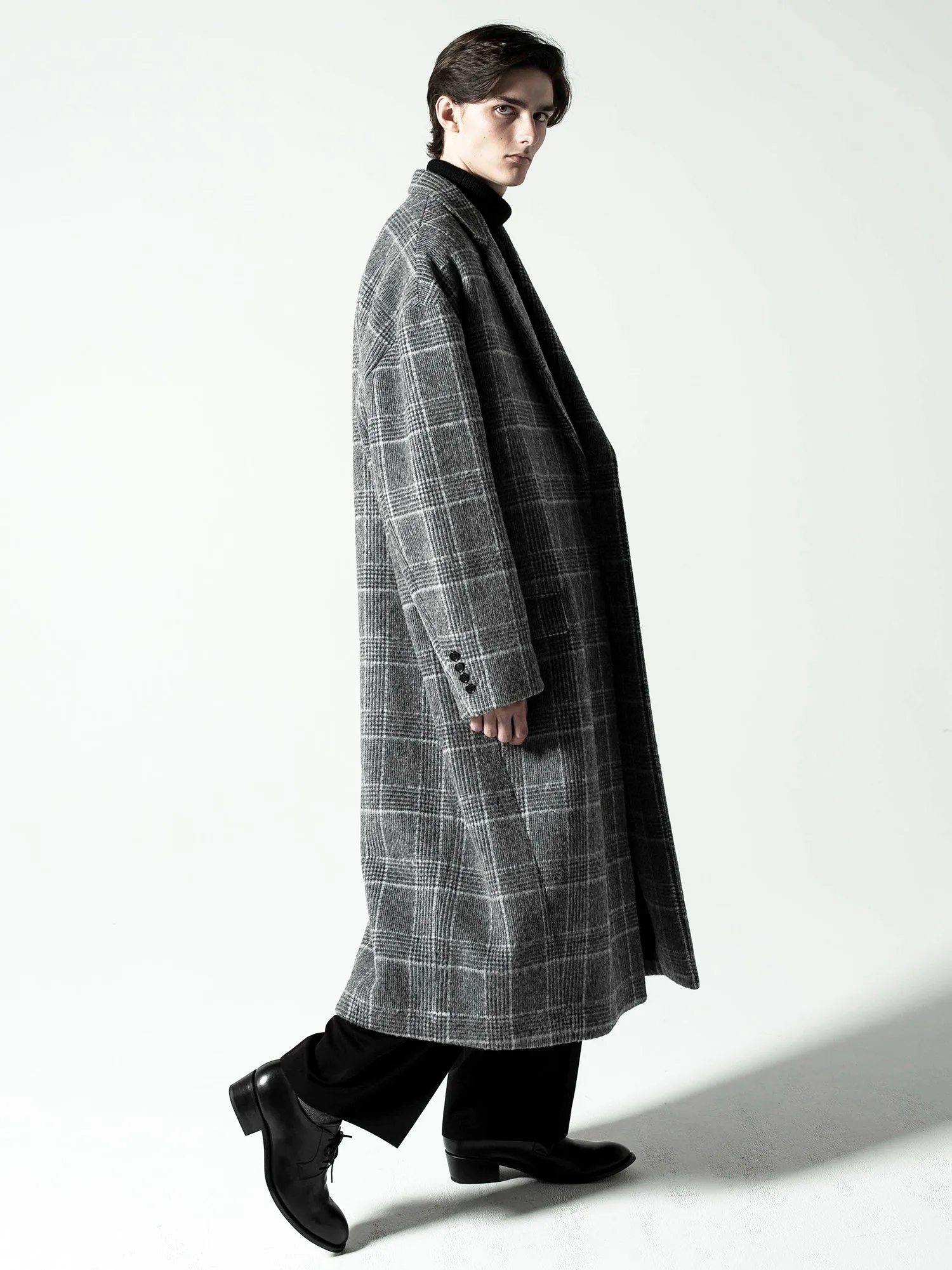 GLEN CHECK WOOL OVERSIZED COCOON CHESTERFIELD COAT [2024A/W]