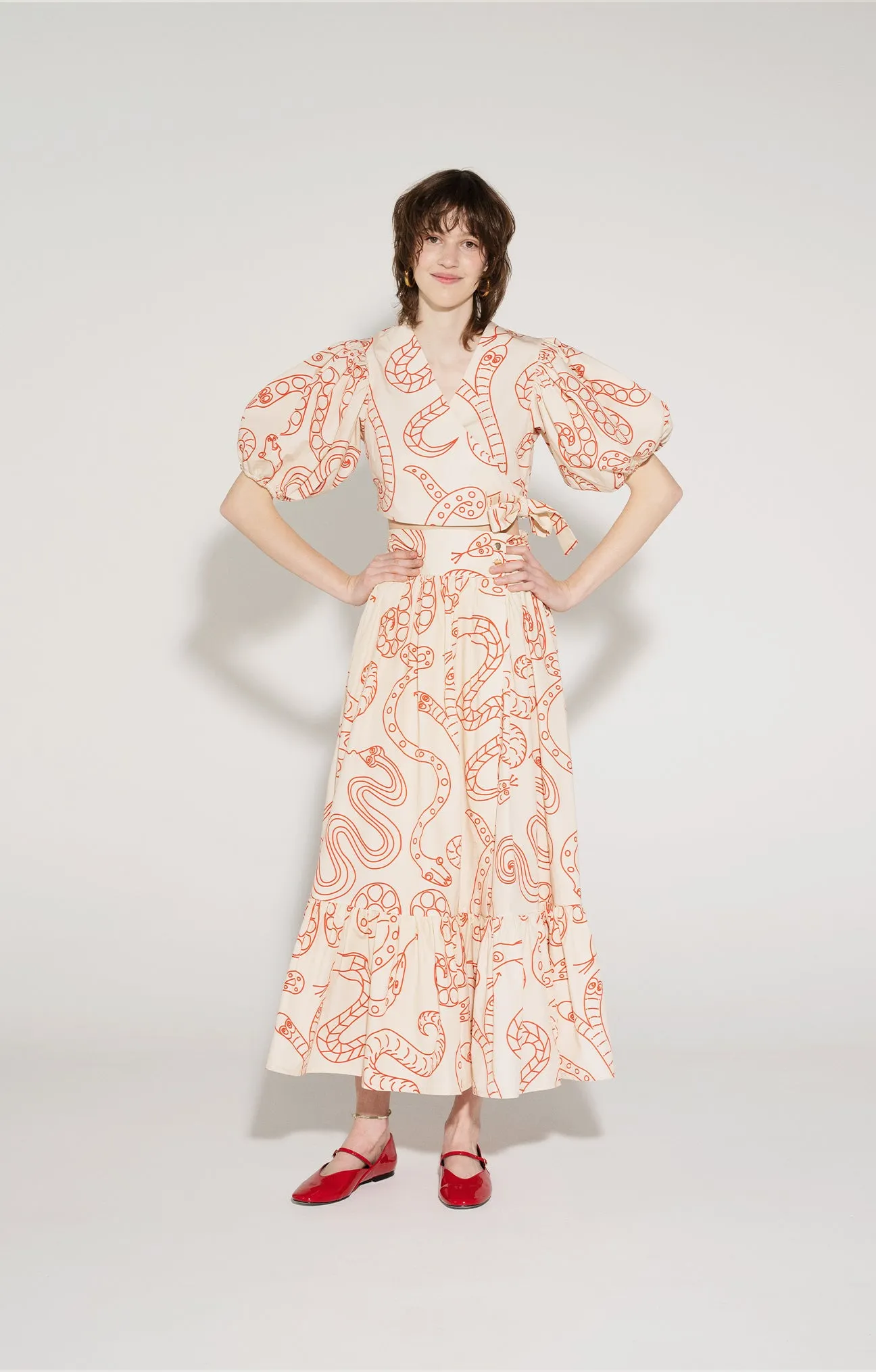 HADIK ruffled wrap skirt 'Snakes'
