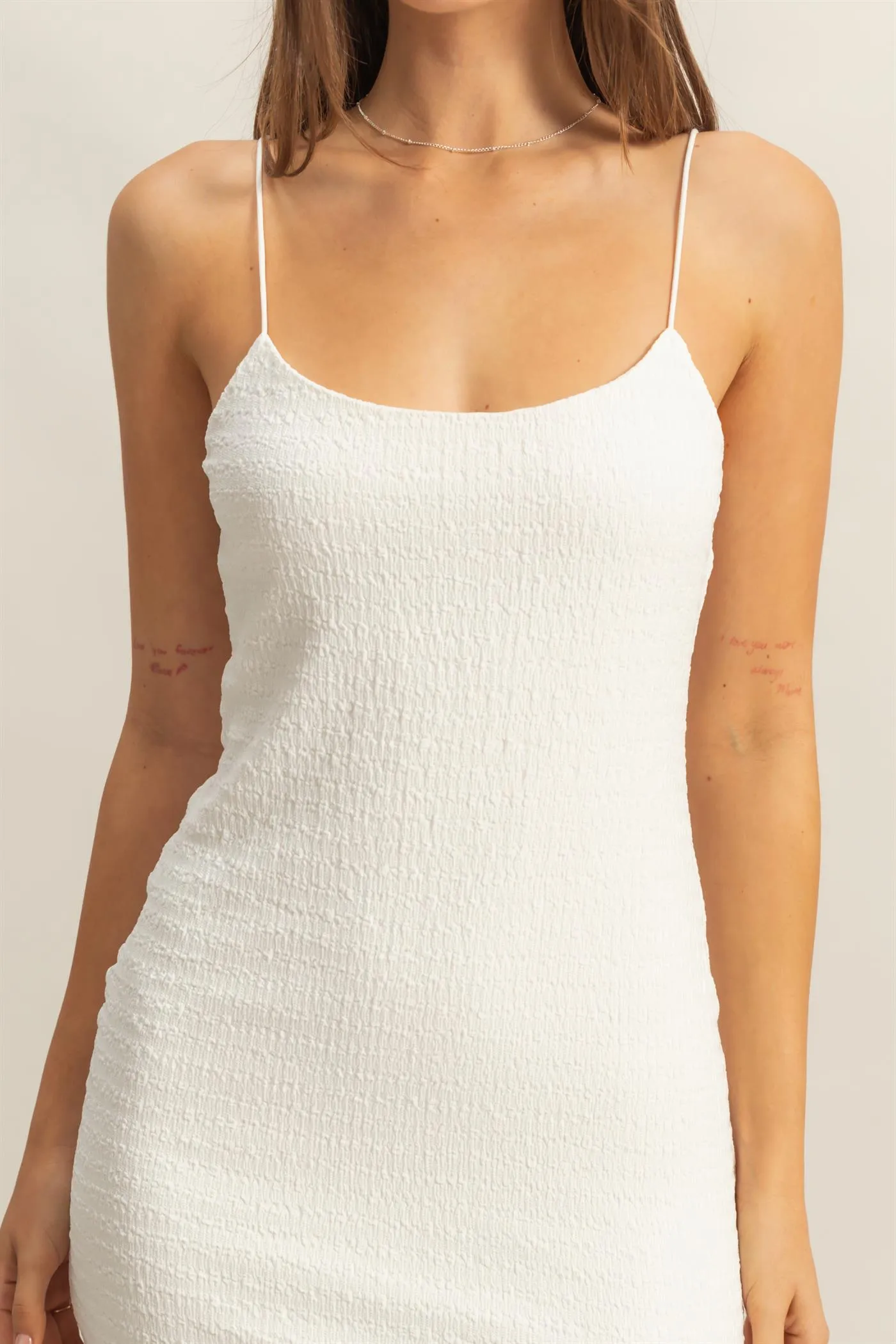 HF25C741-Textured Knit Bodycon Slip Dress