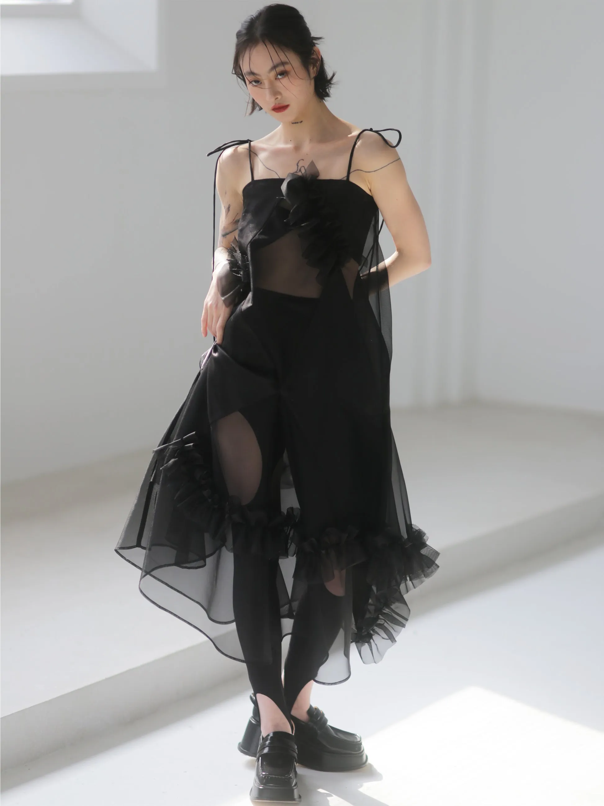 Irregular Mesh Tutu Slip Dress