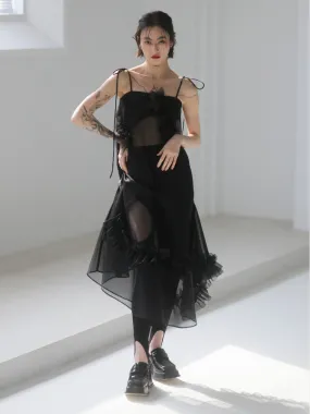 Irregular Mesh Tutu Slip Dress