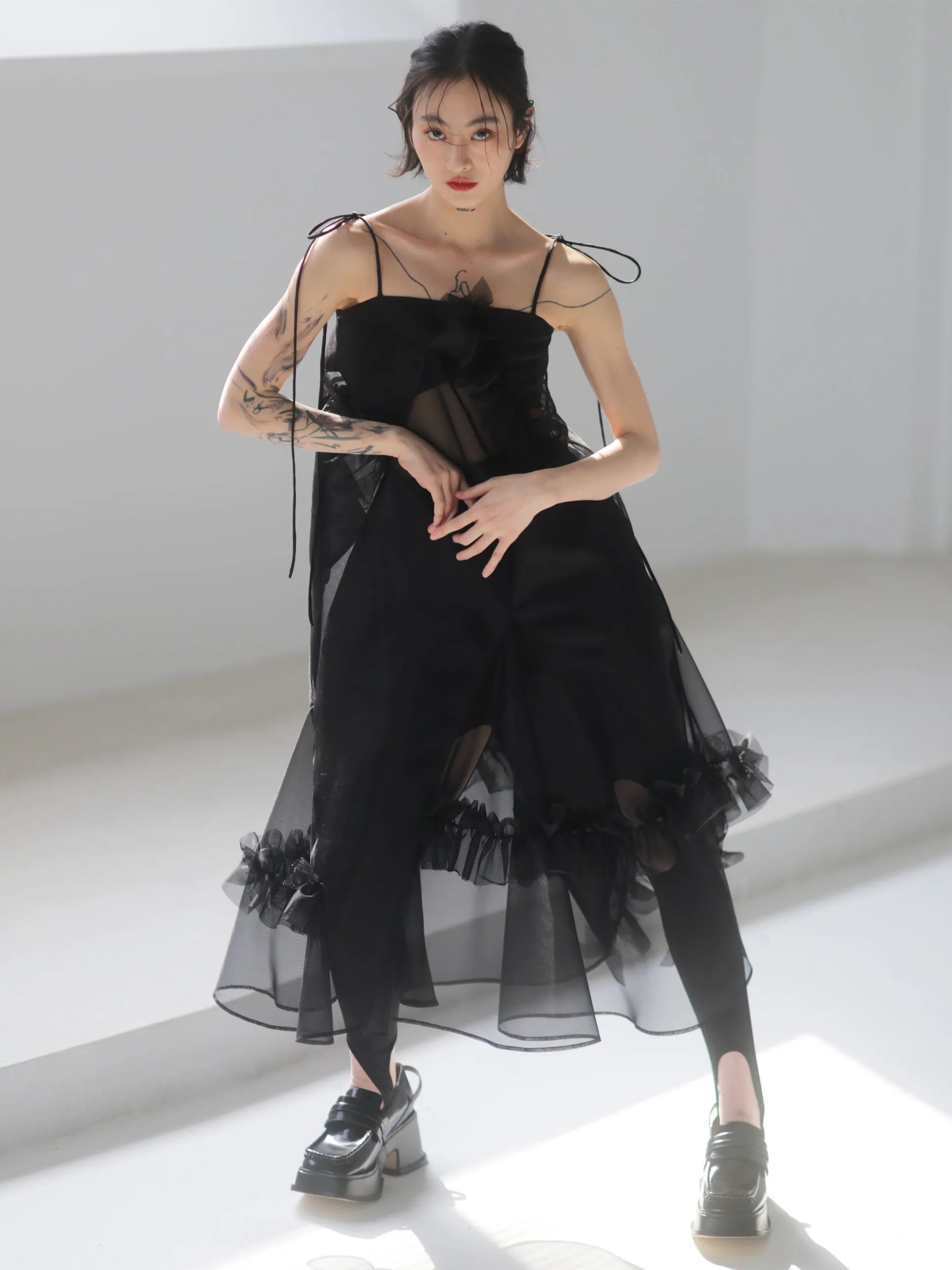 Irregular Mesh Tutu Slip Dress