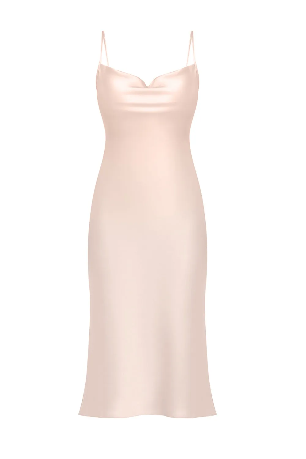 Janna Peach Silk Slip Dress