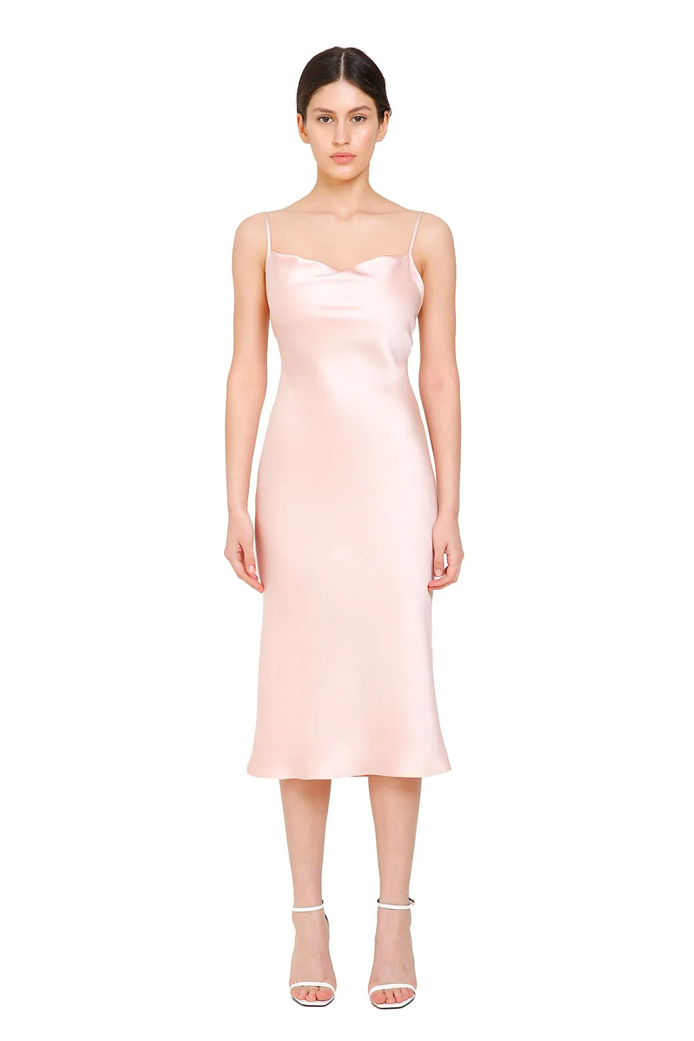 Janna Peach Silk Slip Dress