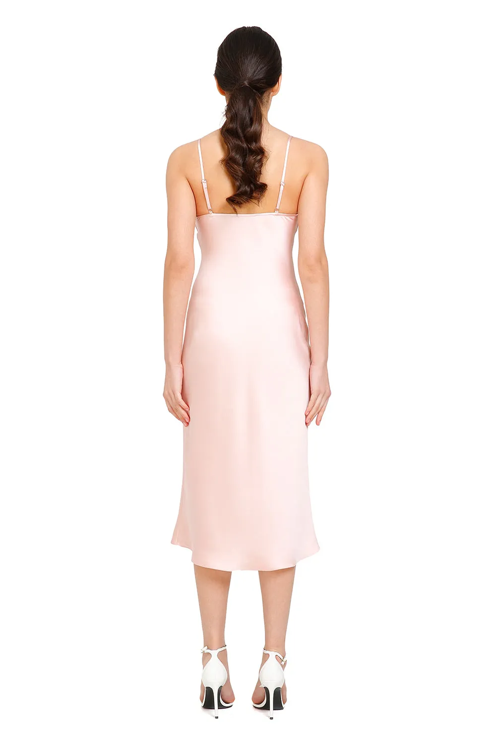 Janna Peach Silk Slip Dress