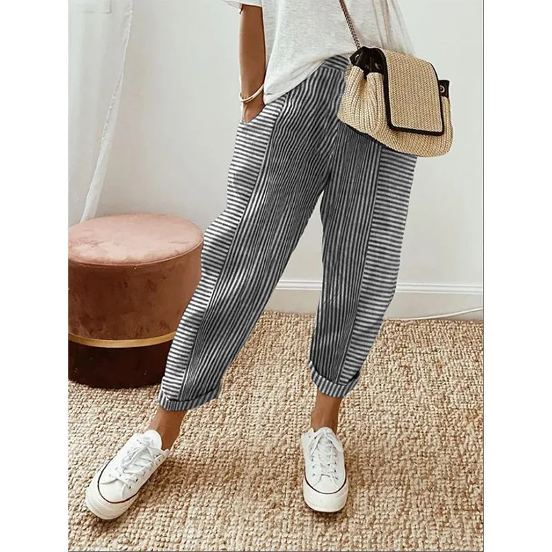 Jasmine – Women's Casual Loose Striped Trousers