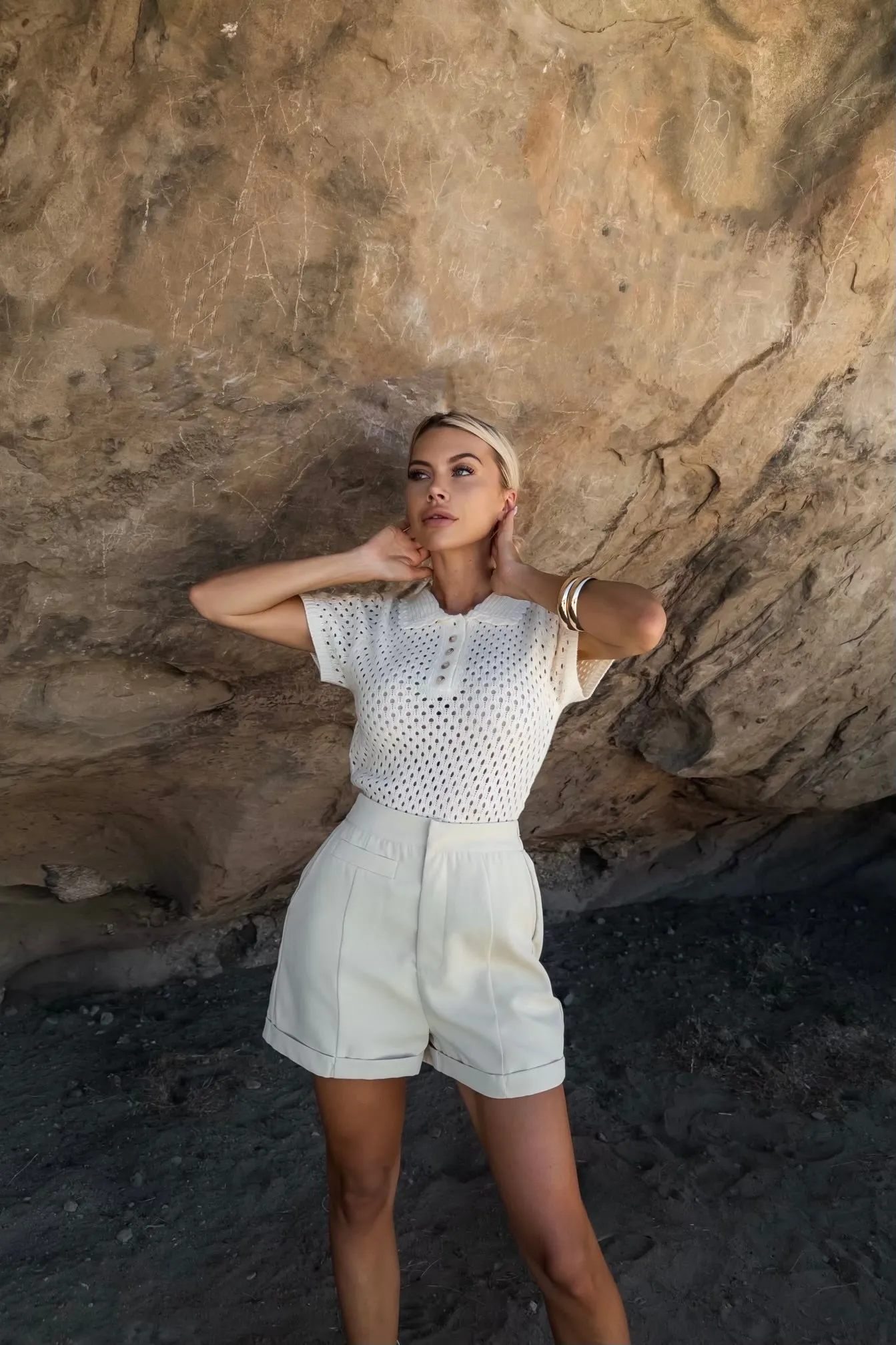 Joanna Crochet/Knit Collared Top