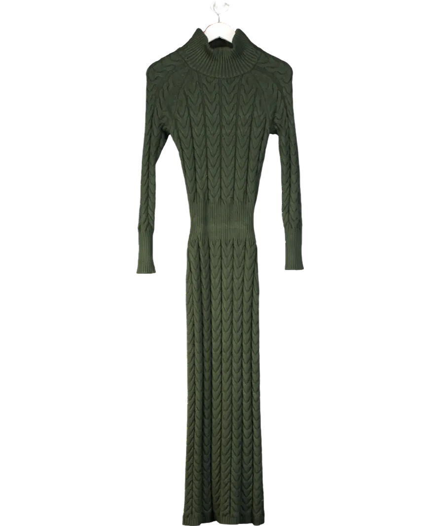 Karen Millen Green Cable Knit Funnel Neck Maxi Dress UK XS