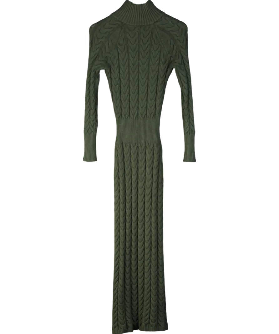 Karen Millen Green Cable Knit Funnel Neck Maxi Dress UK XS