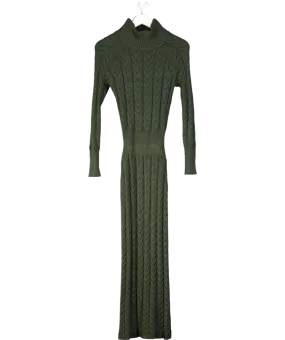 Karen Millen Green Cable Knit Funnel Neck Maxi Dress UK XS