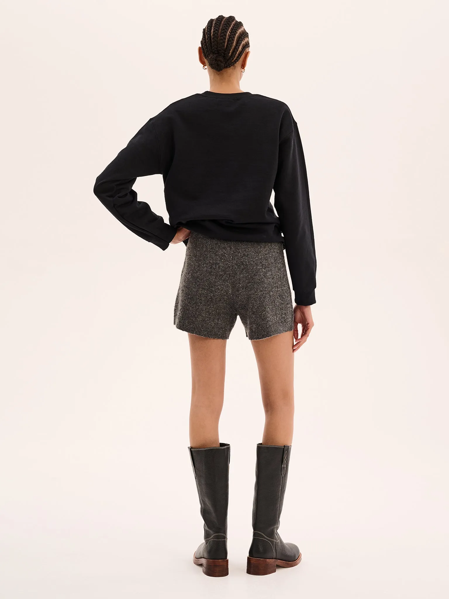 Kayleigh Knit Shorts in Grey Marl
