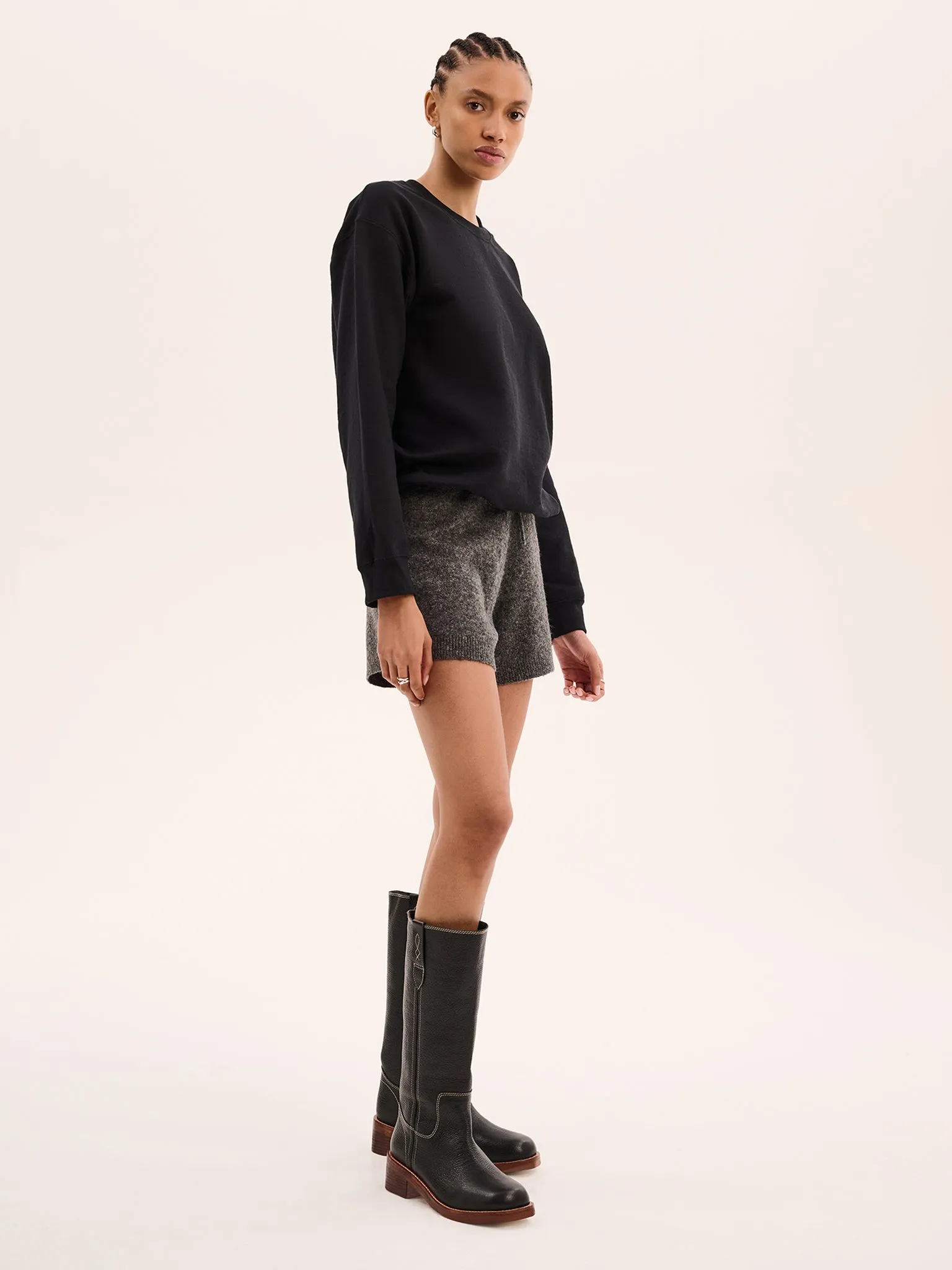 Kayleigh Knit Shorts in Grey Marl