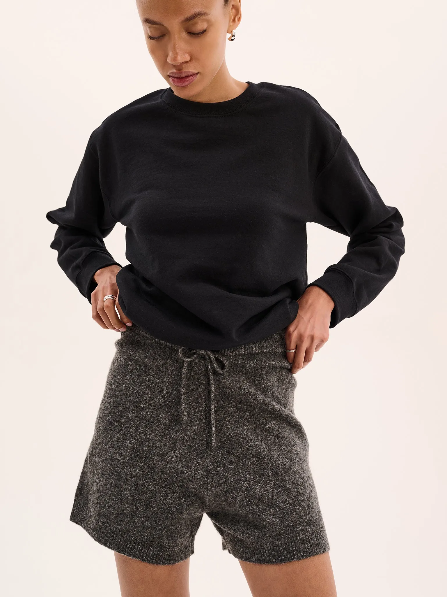Kayleigh Knit Shorts in Grey Marl