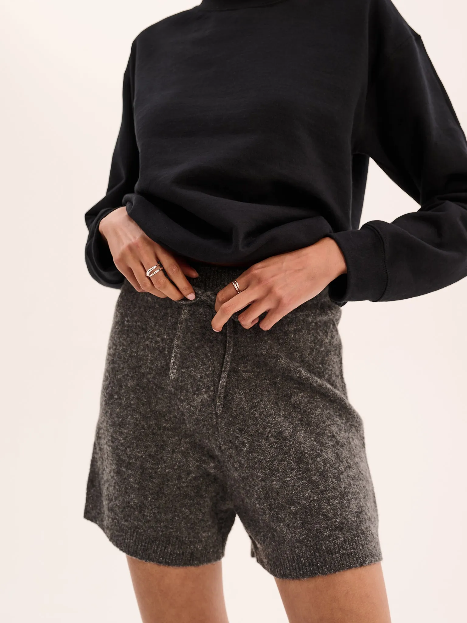 Kayleigh Knit Shorts in Grey Marl