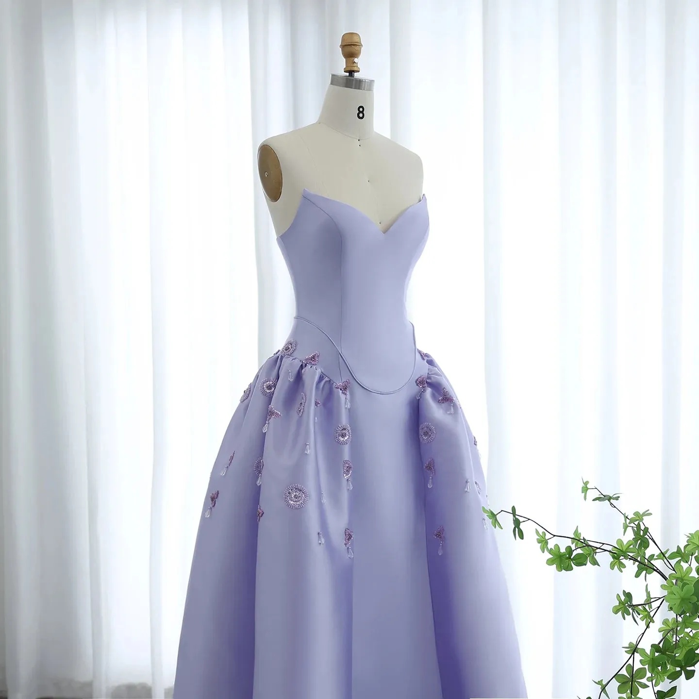 Lilac Pearl A-Line Evening Dress