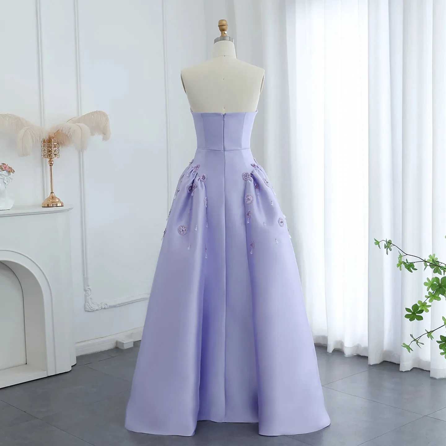 Lilac Pearl A-Line Evening Dress
