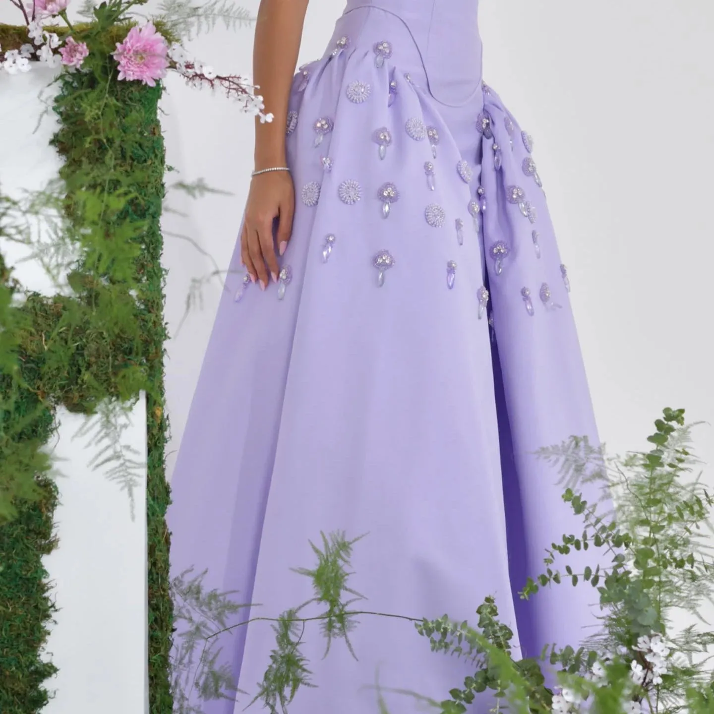 Lilac Pearl A-Line Evening Dress