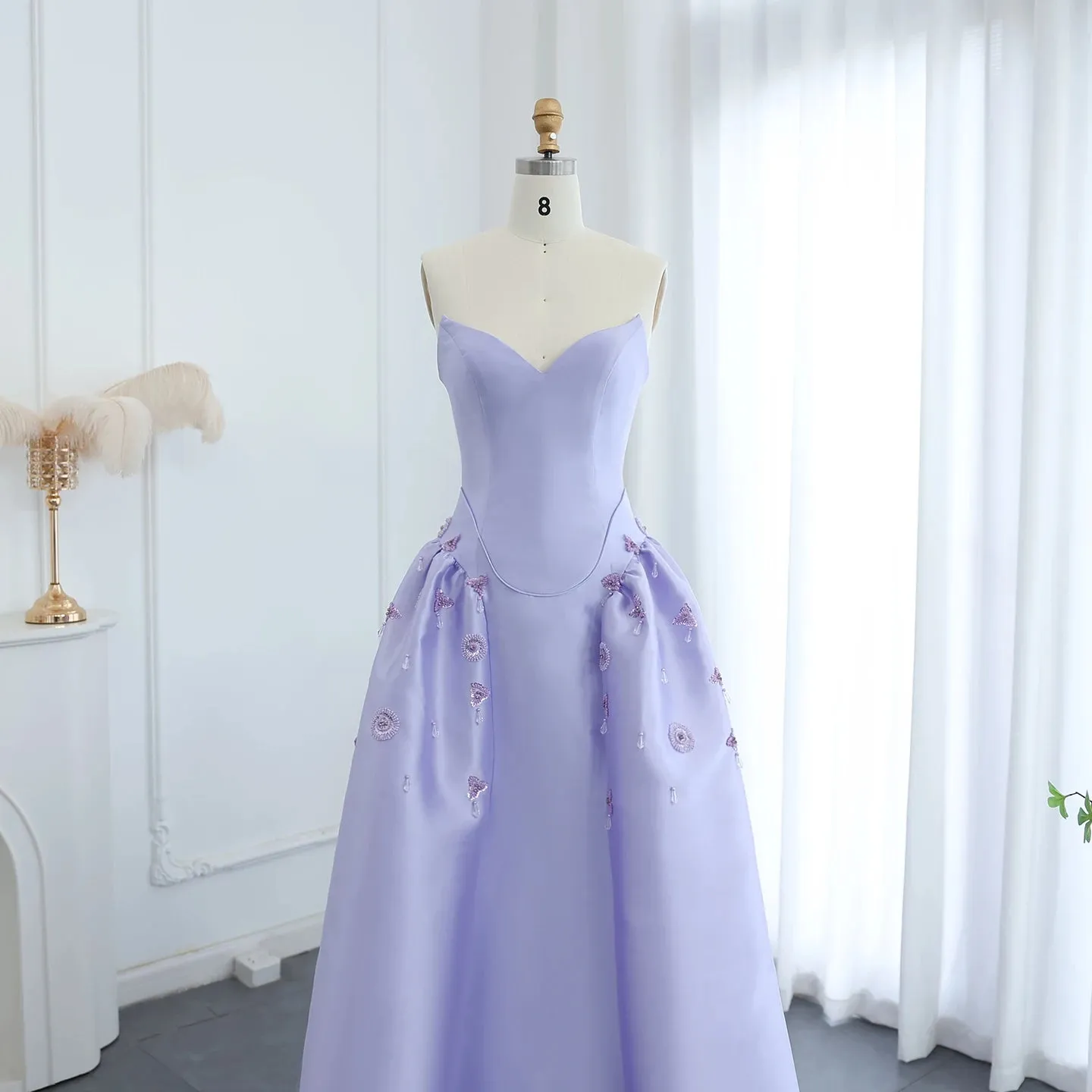 Lilac Pearl A-Line Evening Dress