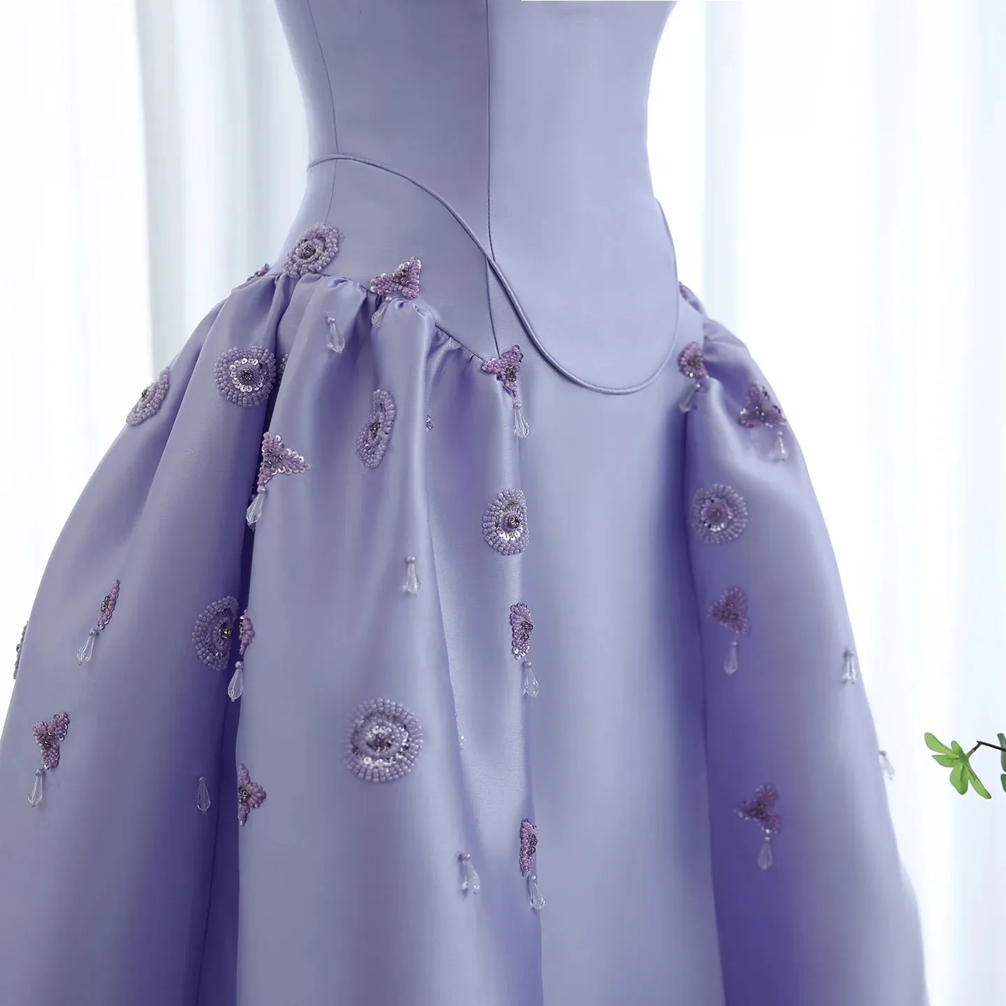 Lilac Pearl A-Line Evening Dress