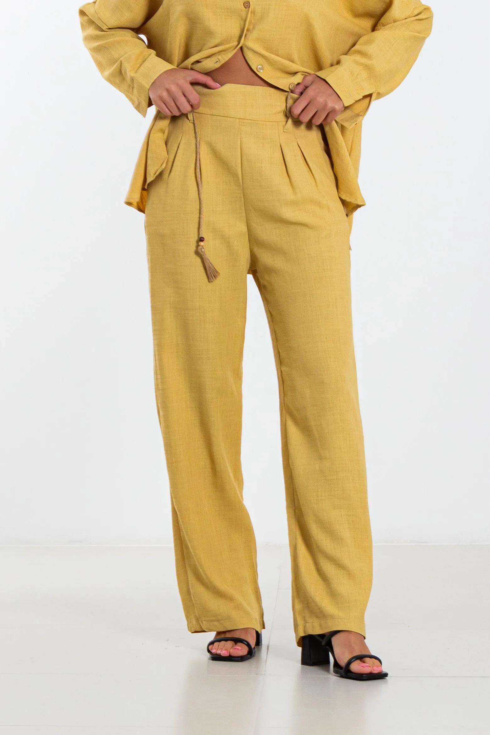 LINEN BLEND TROUSERS
