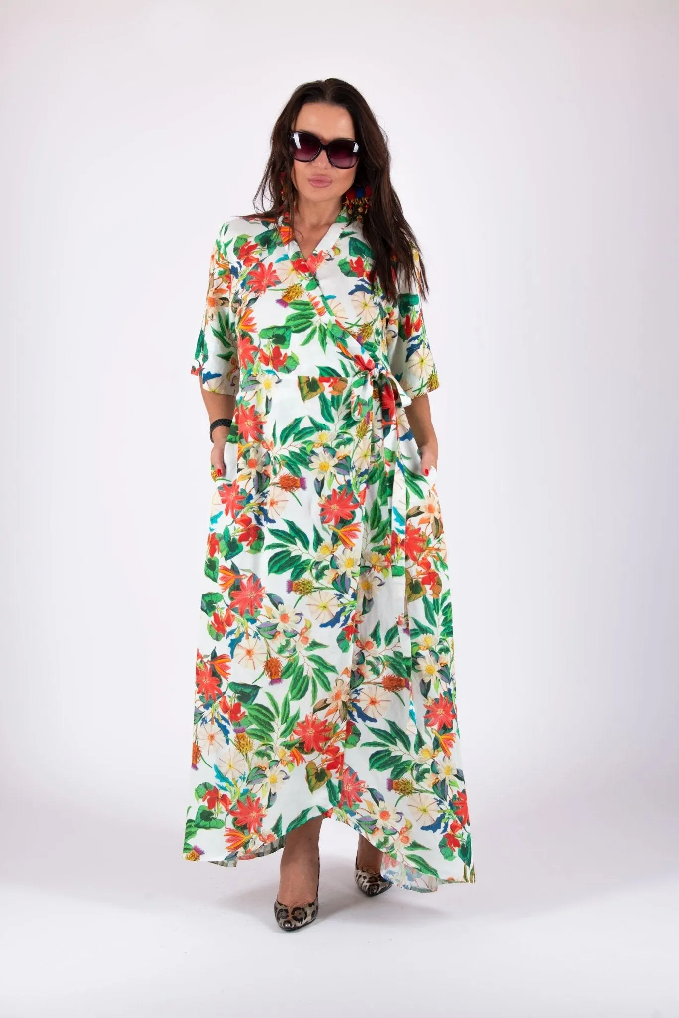 Linen Wrap  Long Dress VERONA