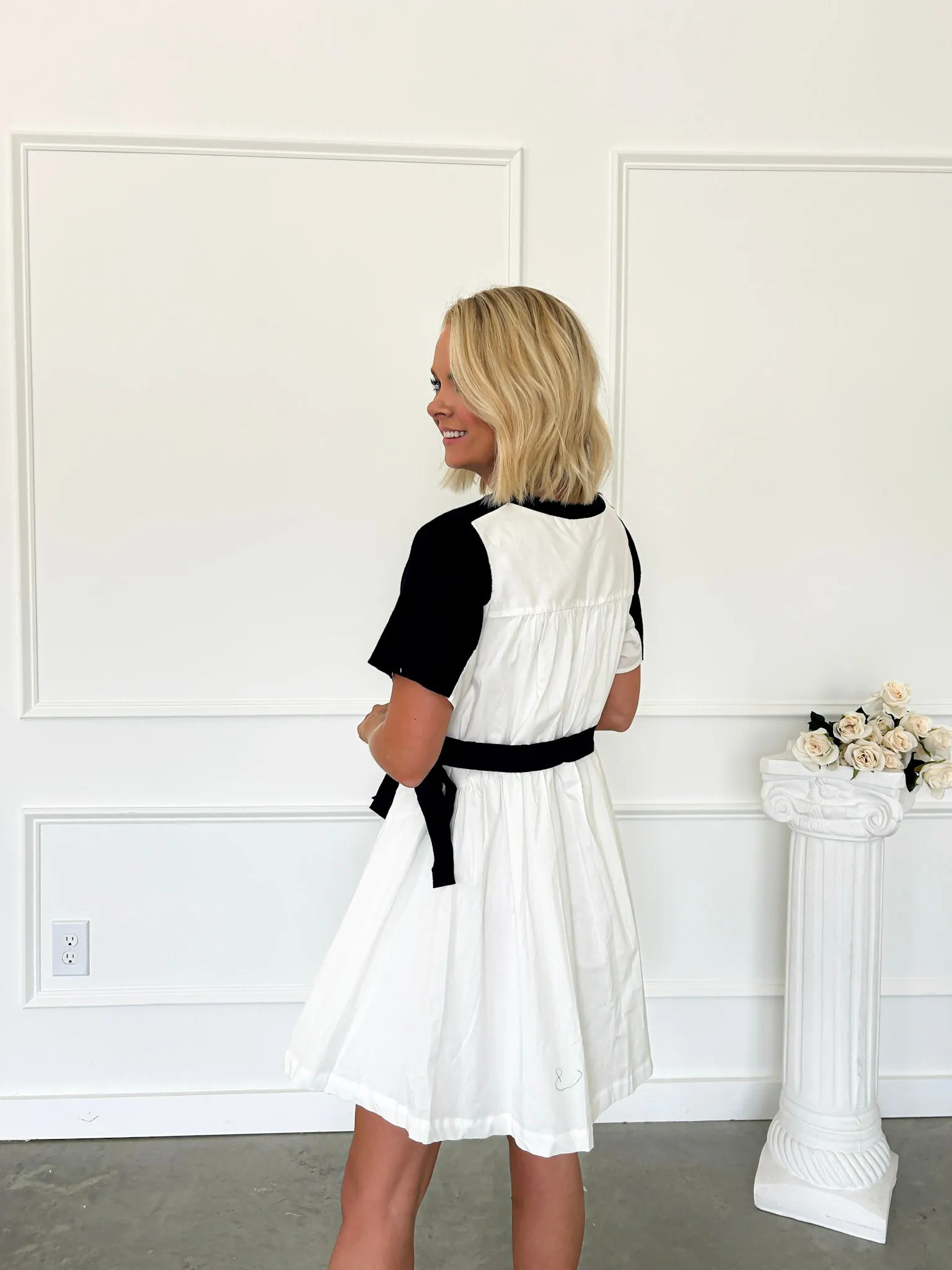 Little Bit Dramatic Navy Combination Dress FINAL SALE