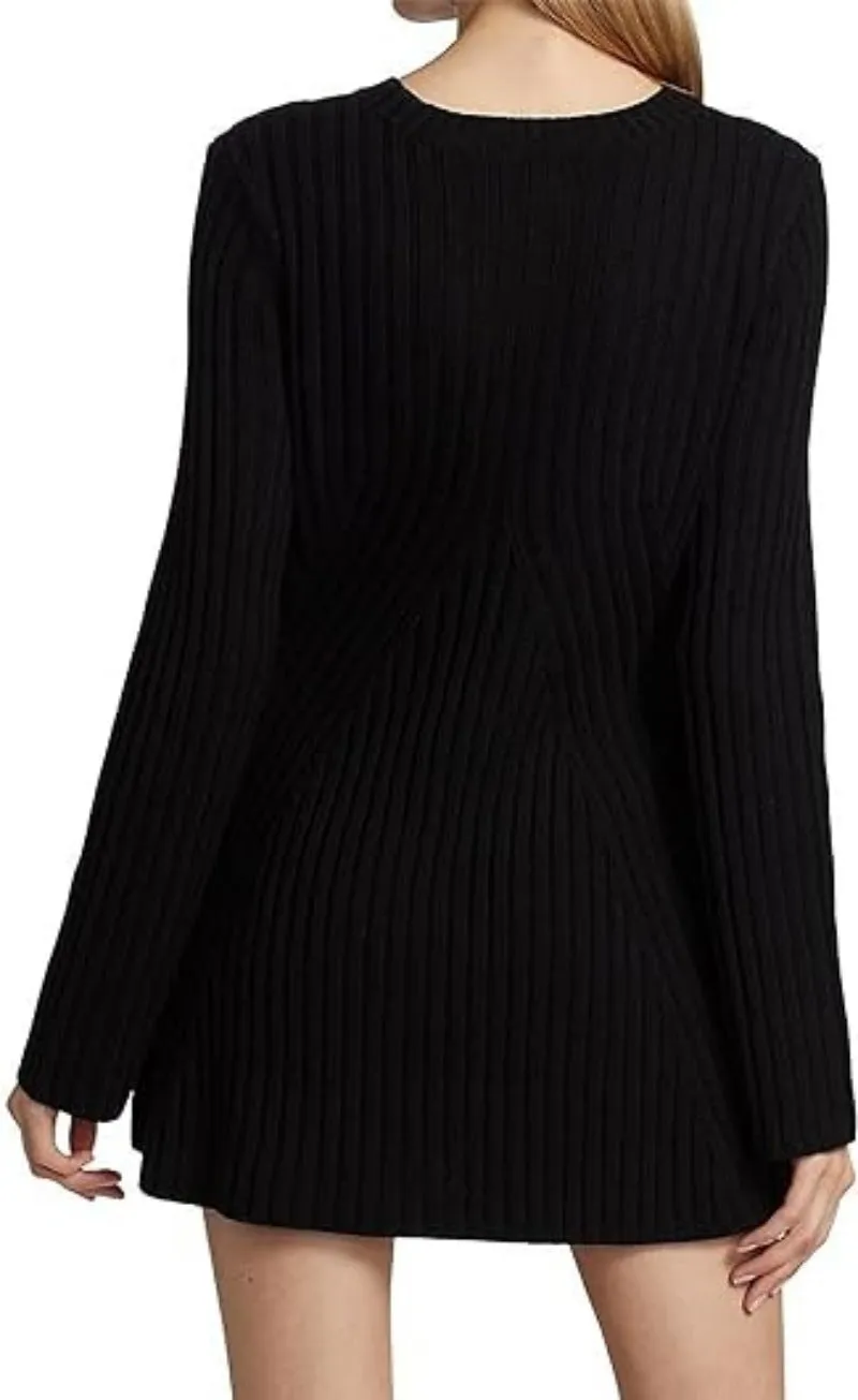 Long Sleeve Ribbed Knit Mini Dress