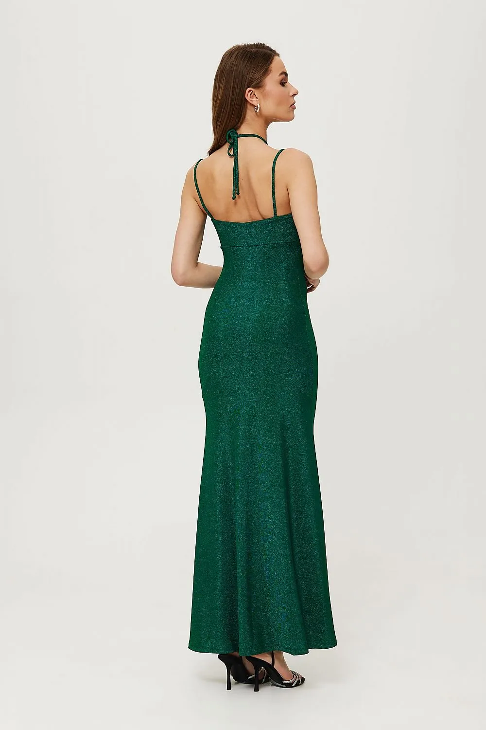Long unique knit fabric evening dress