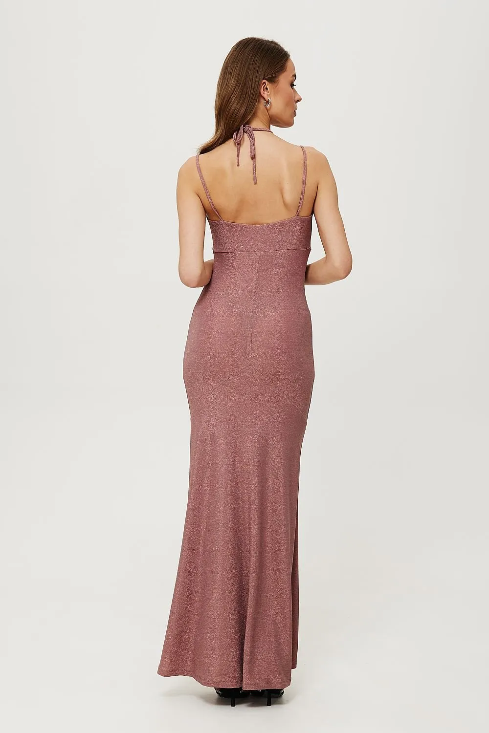 Long unique knit fabric evening dress