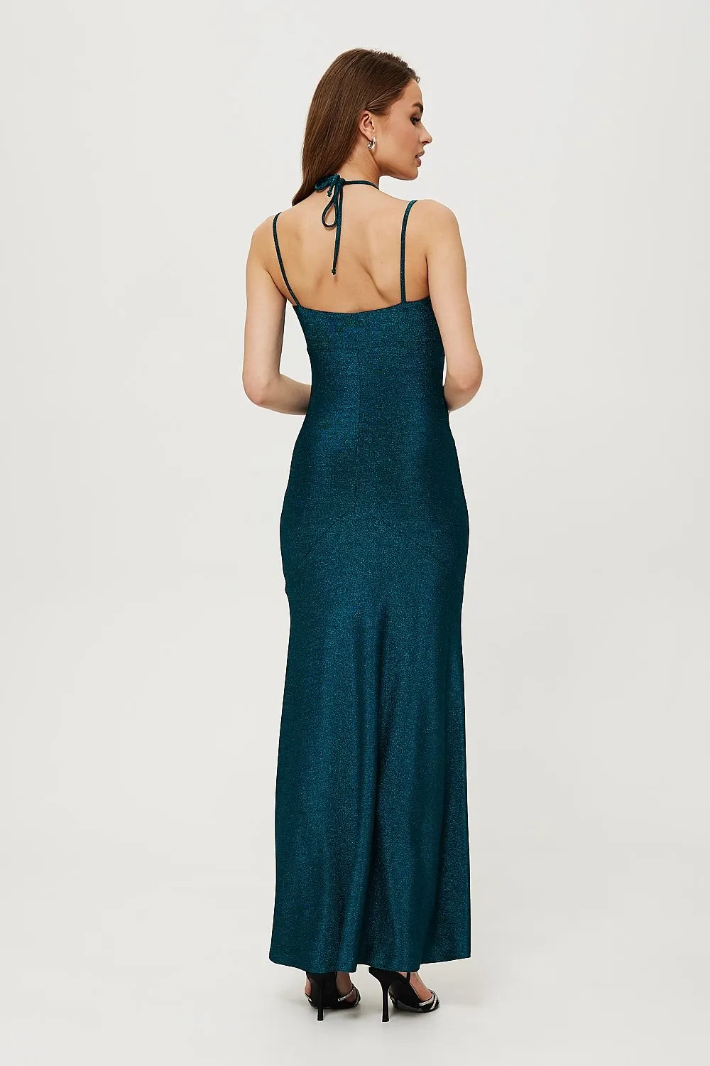 Long unique knit fabric evening dress