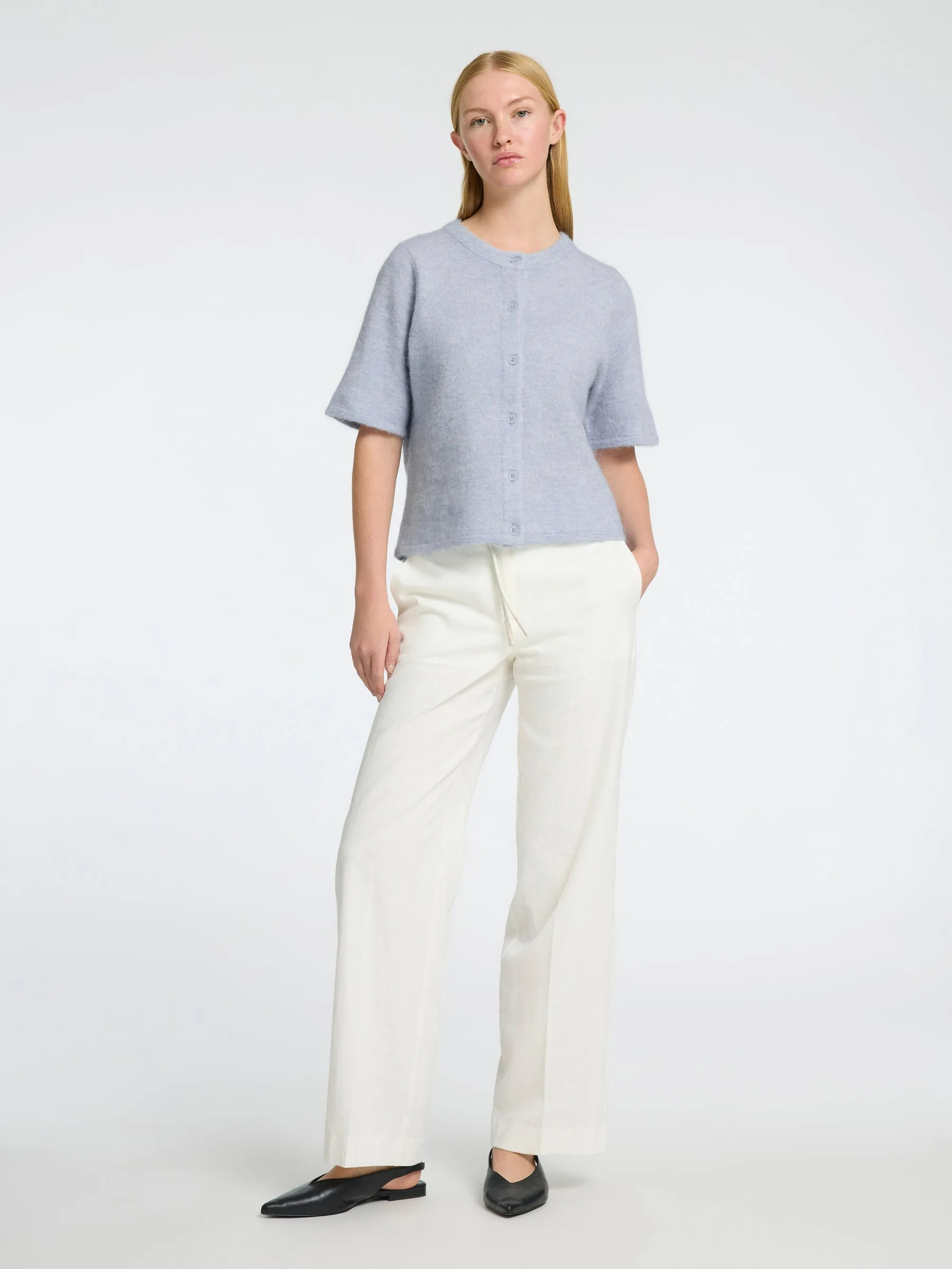 Lulu 2/4 Knit Cardigan Noos - Cashmere Blue Melange