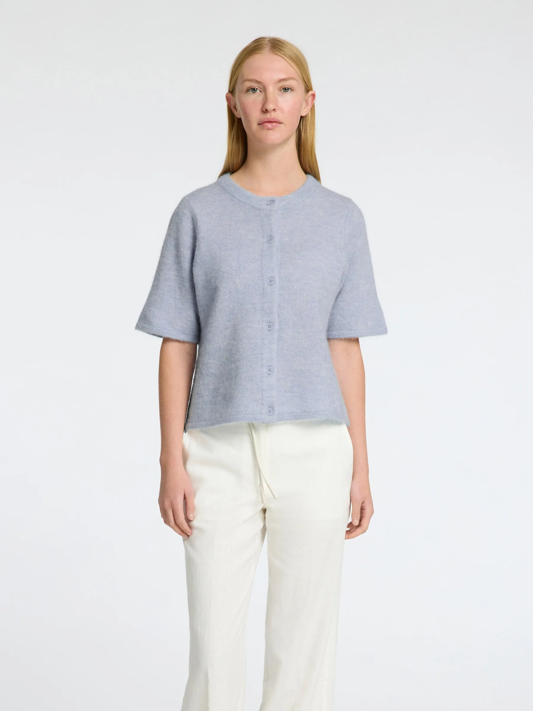 Lulu 2/4 Knit Cardigan Noos - Cashmere Blue Melange