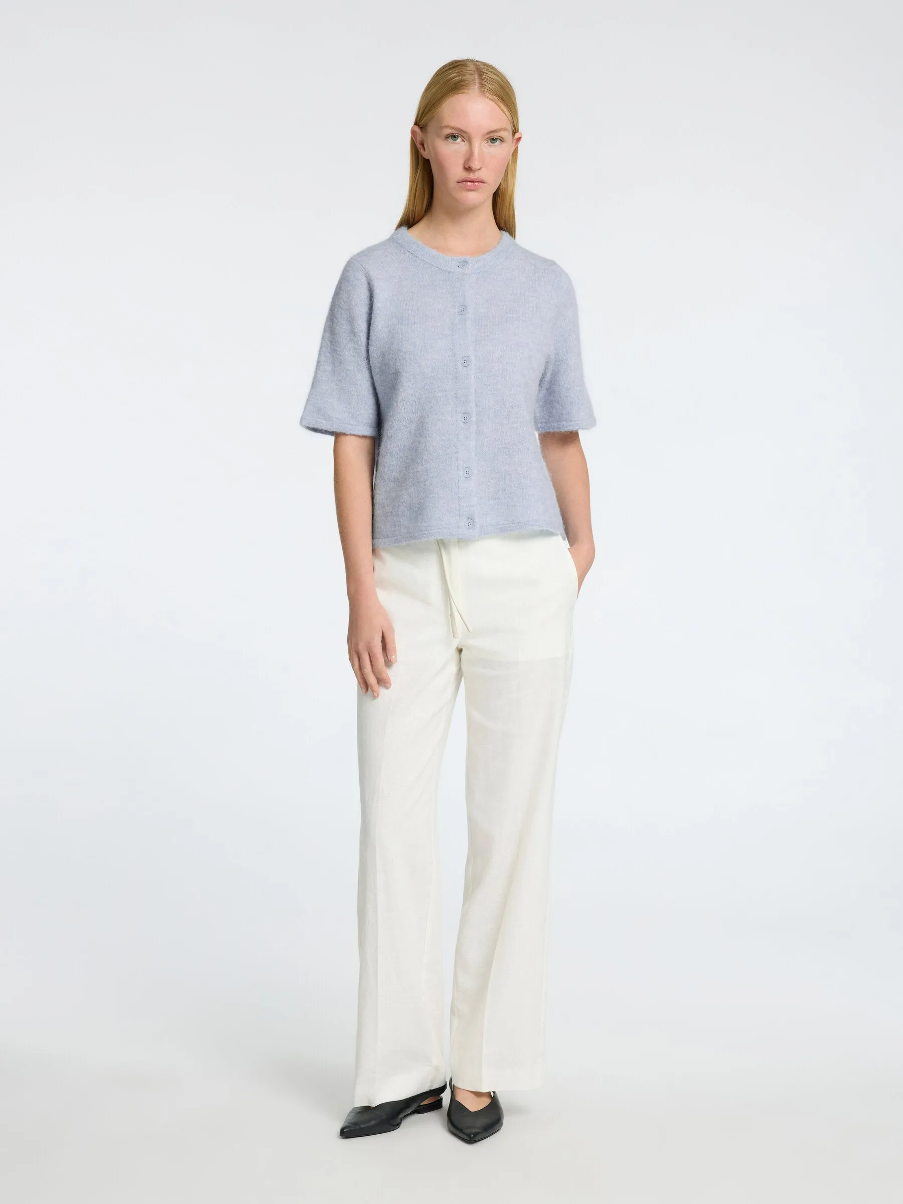 Lulu 2/4 Knit Cardigan Noos - Cashmere Blue Melange