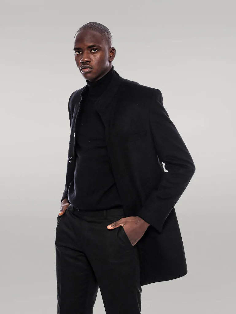 Mandarin Collar Men's Long Coat | Wessi
