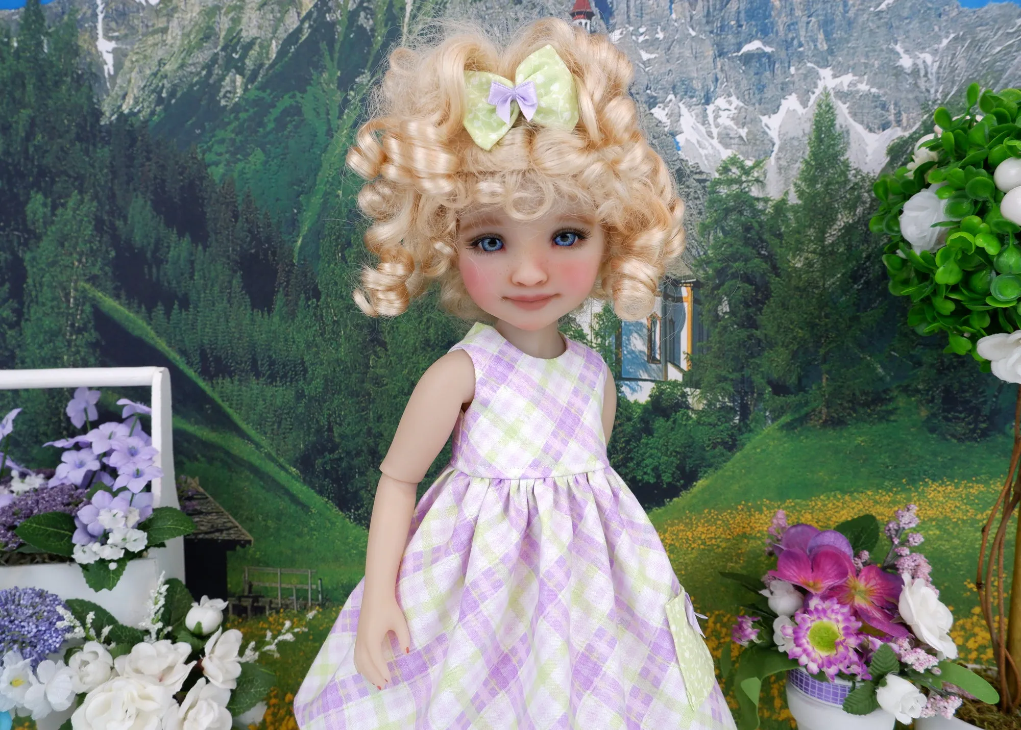 Meadow Plaid - dress with boots for Ruby Red Fashion Friends doll